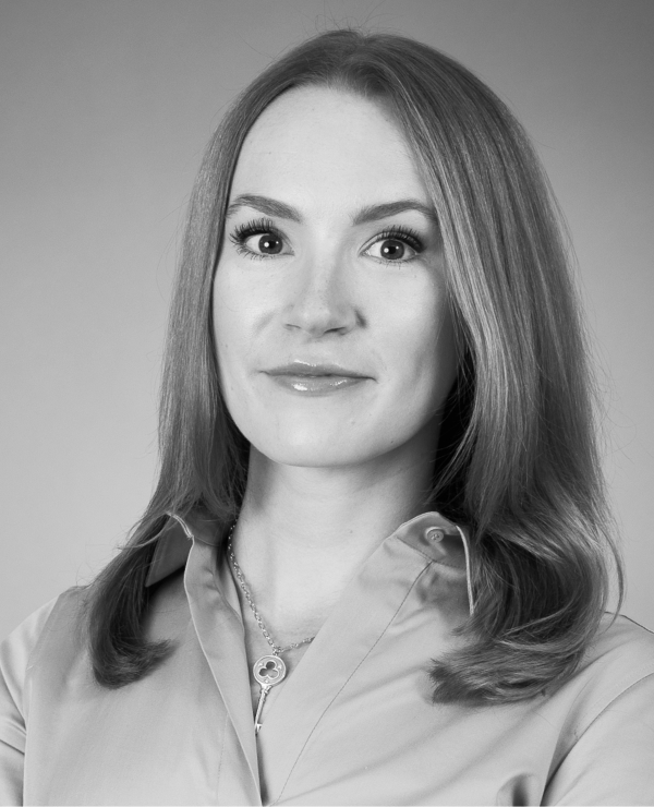 Black and white portrait of Matilda Taiminen, Deputy board member.